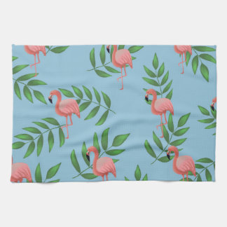 Tropical Watercolor Pink Flamingo Tea Towel