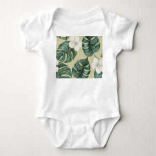 Tropical watercolor plants: seamless pattern. baby bodysuit