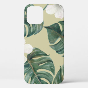 Tropical watercolor plants: seamless pattern. iPhone 12 case