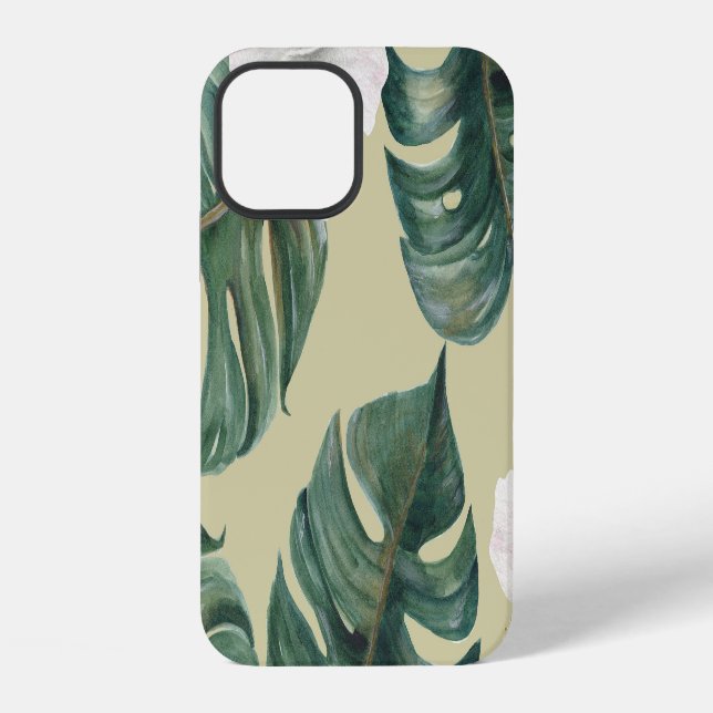 Tropical watercolor plants: seamless pattern. iPhone case (Back)