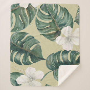 Tropical watercolor plants: seamless pattern. sherpa blanket