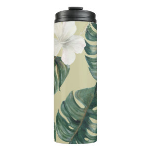 Tropical watercolor plants: seamless pattern. thermal tumbler
