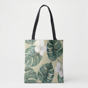 Tropical watercolor plants: seamless pattern. tote bag