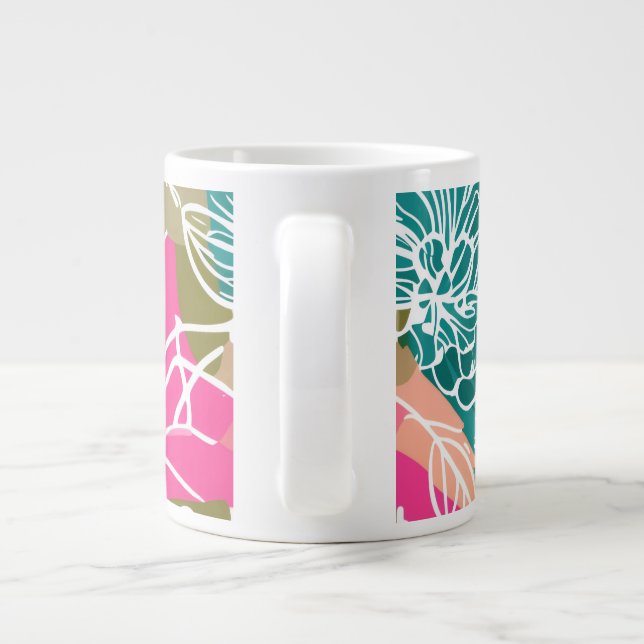 Tropical Watercolor Protea Flower Large Coffee Mug (Back)