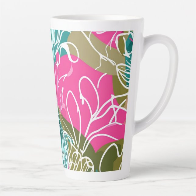 Tropical Watercolor Protea Flower Latte Mug – 17oz (Right)