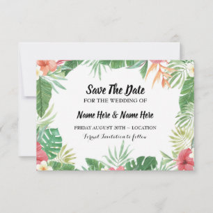 Tropical Watercolor Save The Date Aloha Invite