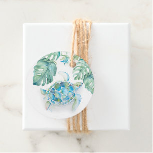 Tropical Watercolor Sea Turtle Favour Tags