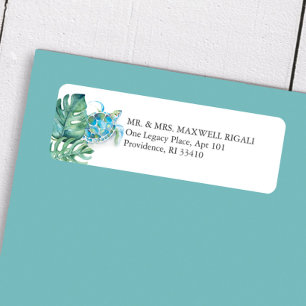 Tropical Watercolor Sea Turtle Return Address