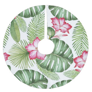 Tropical Watercolor: Seamless Pattern Brushed Polyester Tree Skirt