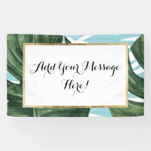 Tropical Watercolor Swiss Cheese Leaf and Zebra Banner