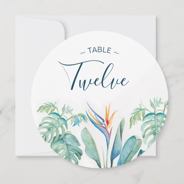 Tropical Watercolor Table Numbers (Front)