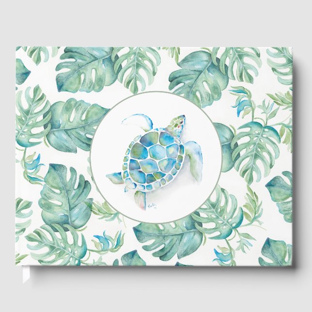 Tropical Watercolor Wedding Guest Book (Front)