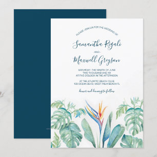 Tropical Watercolor Wedding Invitation