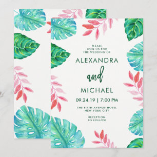 Tropical Watercolor Wedding Invitation