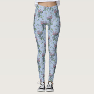 Tropical Watercolors of Flamingos Repeat Print Leggings