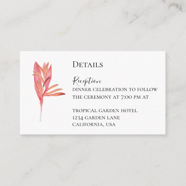 Tropical watercolour exotic botanical foliage enclosure card (Front)
