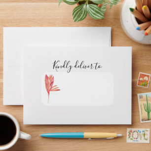 Tropical watercolour exotic botanical foliage envelope