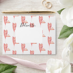 Tropical watercolour exotic foliage addressed envelope
