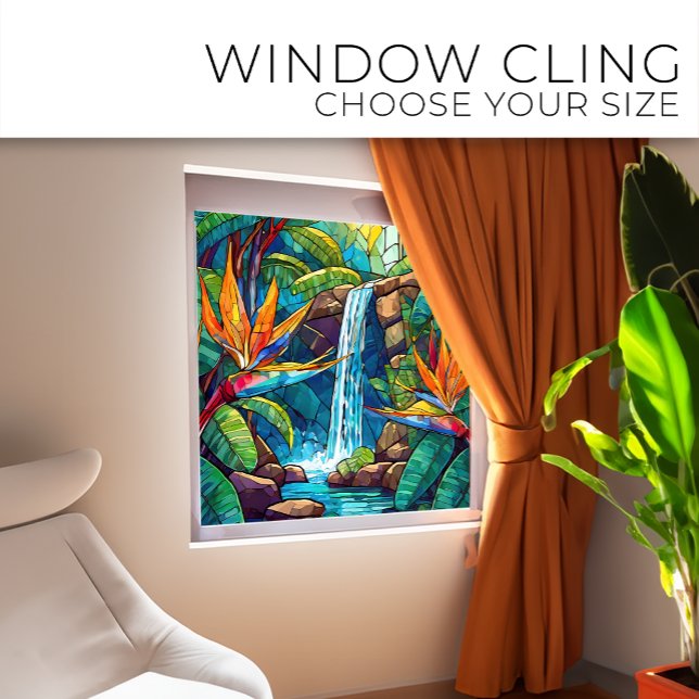 Tropical waterfall and BOP Stained glass art Window Cling (Creator Uploaded)