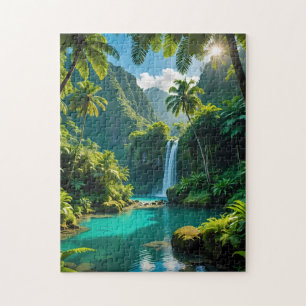 Tropical Waterfall Paradise Jigsaw Puzzle