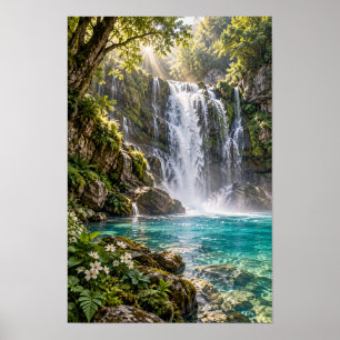 Tropical Waterfall Paradise Jungle Wall Art