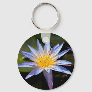 Tropical Waterlily Floral Botanical Design Key Ring