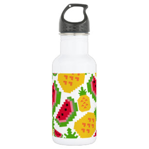 Tropical Watermelon and Pineapple Pixel Pattern 532 Ml Water Bottle