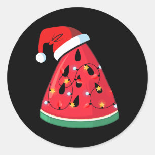Tropical Watermelon Christmas Light Summer Christm Classic Round Sticker