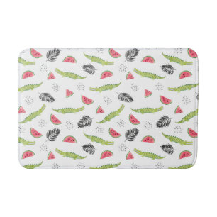 Tropical Watermelon & Crocodile Pattern Bath Mat