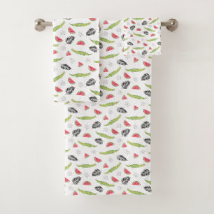 Tropical Watermelon & Crocodile Pattern Bath Towel Set
