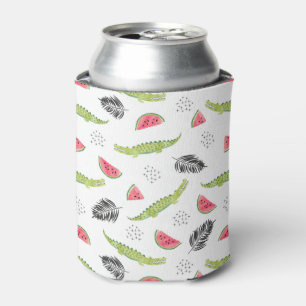 Tropical Watermelon & Crocodile Pattern Can Cooler