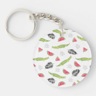 Tropical Watermelon & Crocodile Pattern Key Ring