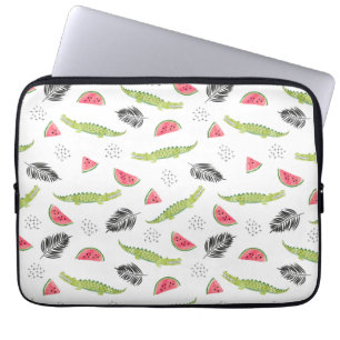 Tropical Watermelon & Crocodile Pattern Laptop Sleeve