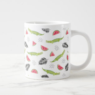 Tropical Watermelon & Crocodile Pattern Large Coffee Mug