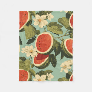 Tropical Watermelon Garden Bliss Fleece Blanket