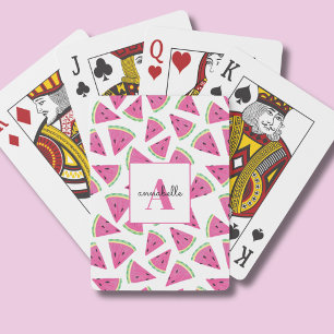 Tropical Watermelon Monogram Playing Cards