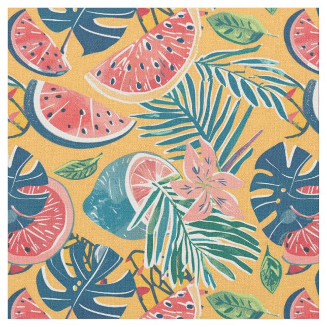 Tropical Watermelon Pattern Fabric (Close Up)