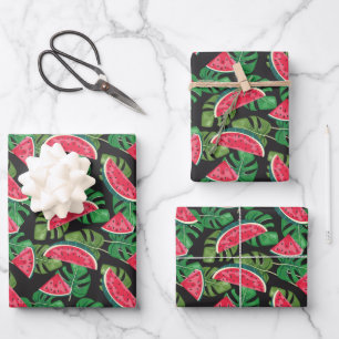 Tropical Watermelon Slices Pattern Summer Time Wrapping Paper Sheet