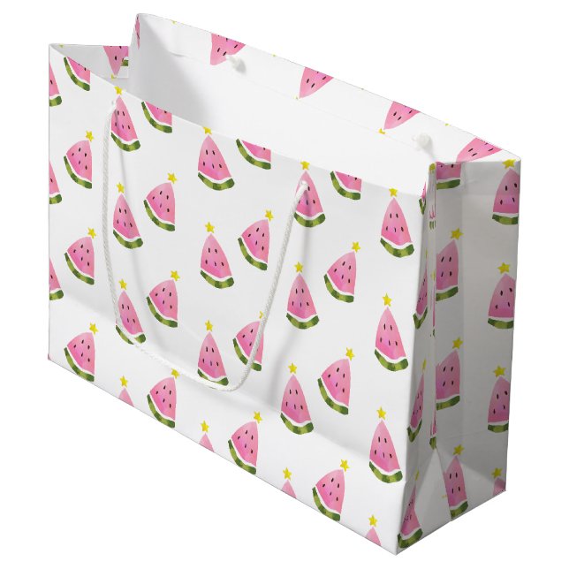Tropical Watermelon Summer Christmas Gift Bag (Front Angled)