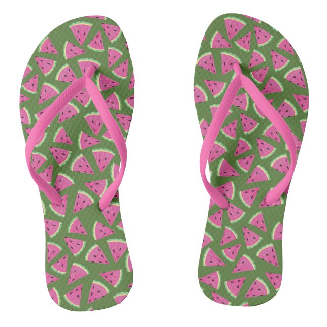 Tropical watermelon summer pattern flip flops (Footbed)