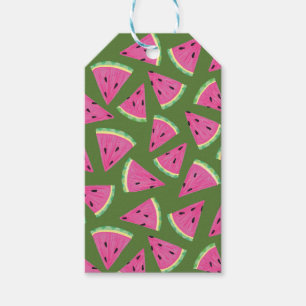Tropical watermelon summer pattern gift tags