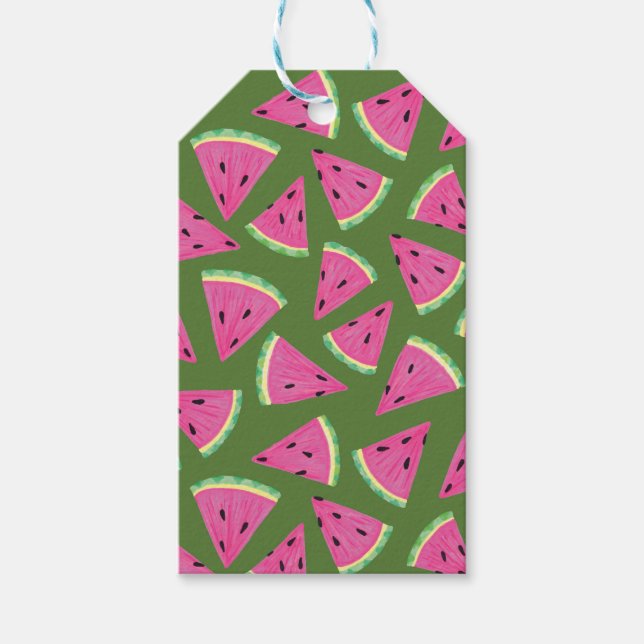 Tropical watermelon summer pattern gift tags (Front)