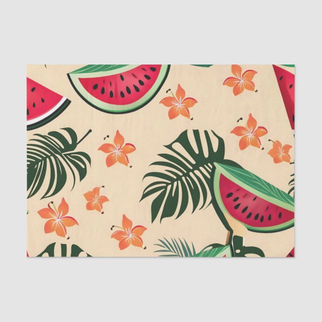 Tropical Watermelon Summer Pattern Tissue Paper (Front)