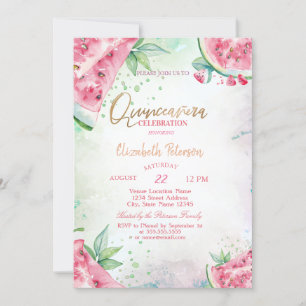 Tropical Watermelon Summer Quinceanera Invitation