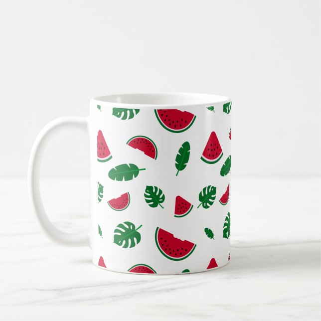 Tropical Watermelon Summer Seamless Pattern Coffee Mug (Left)