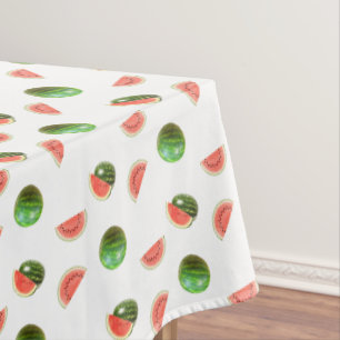 Tropical Watermelons on White Tablecloth