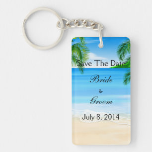 Tropical Waters Beach Wedding Save The Date Key Ring