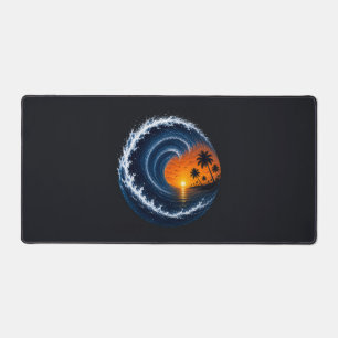 Tropical Wave Sunset Surf Logo Shirt Ocean Vorte Desk Mat