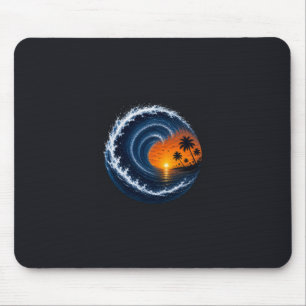 Tropical Wave Sunset Surf Logo Shirt Ocean Vorte Mouse Mat