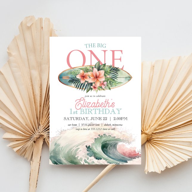Tropical Wave The Big One 1st Birthday Invitation (Creator Uploaded)